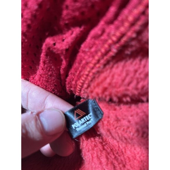 Womens Patagonia Bright Red Polartec Deep Fleece Snap T Pullover Hoodie Small - Picture 5 of 9